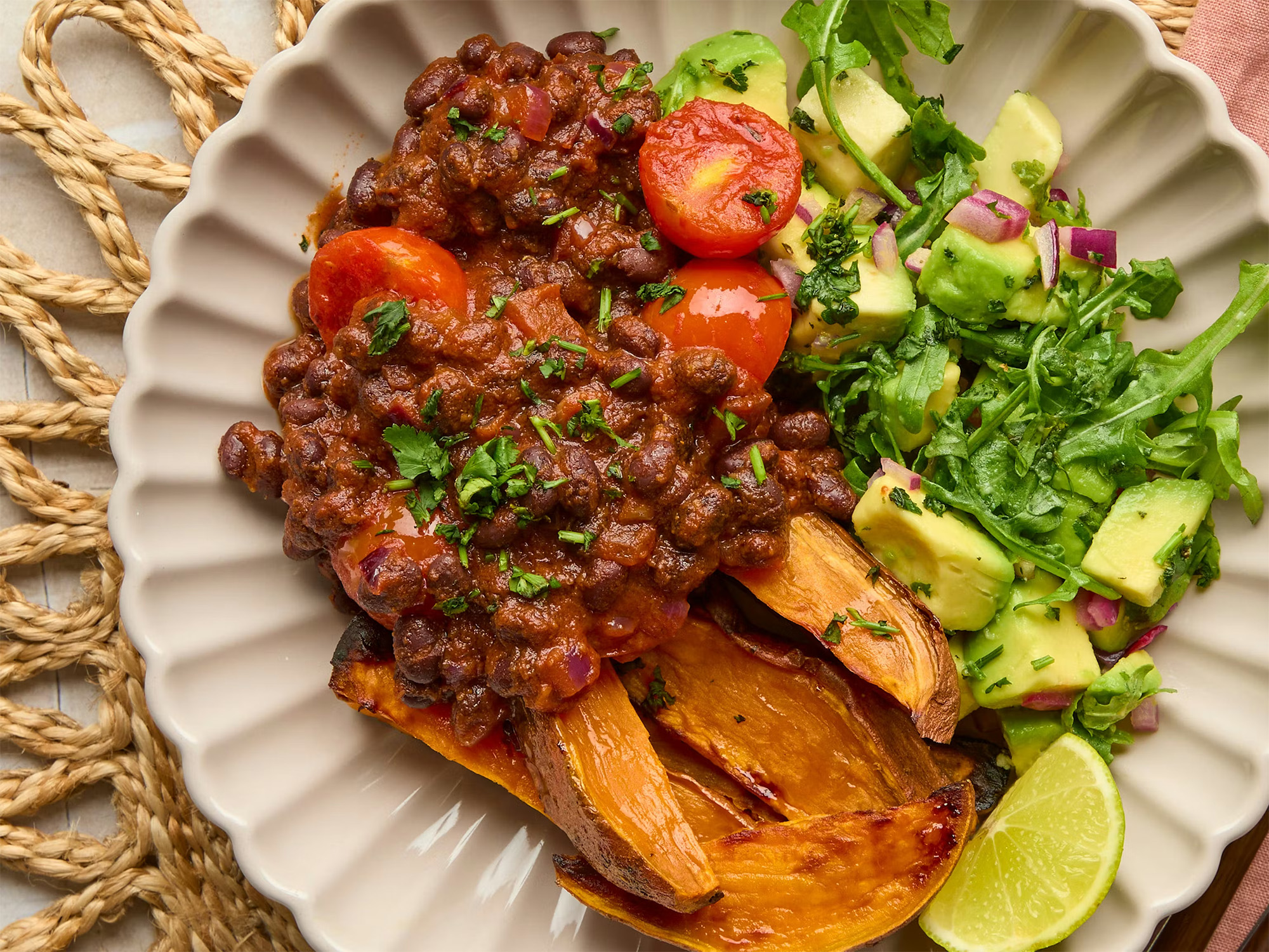 Chickpea Thai Yellow Curry with Black Rice & Peanut Green Beans