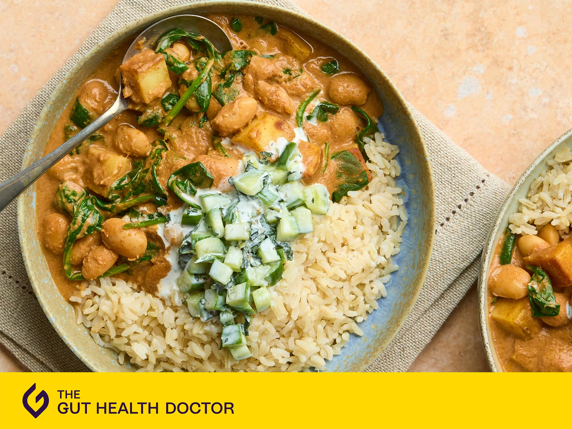 Creamy Coconut Butter Beans with Brown Rice, Sweet Potato & 'Live' Kefir Raita